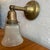 Brass Antique Industrial Brass Wall Sconce With Acid-Etched Ribbed Glass Shade For Sale - Image 8 of 10