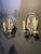 A pair of circa 1920’s Caldwell etched mirror and silver plated arms 2 lights sconces