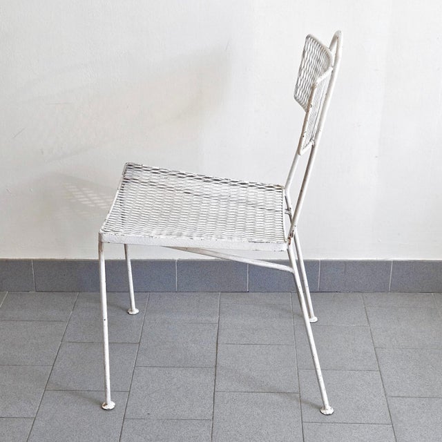 Mid-Century Modern Vintage White Lacquered Metal Chairs by Mathieu Mategot, 1950s, Set of 2 For Sale - Image 3 of 16