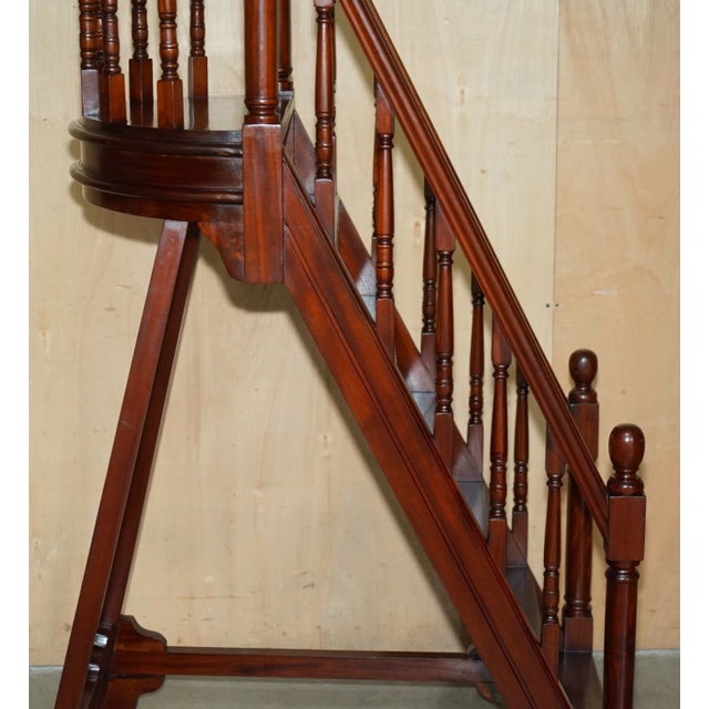 Wood Tall Antique Georgian Style Mahogany Library Steps With Gallery Rail - 5'7" For Sale - Image 7 of 18