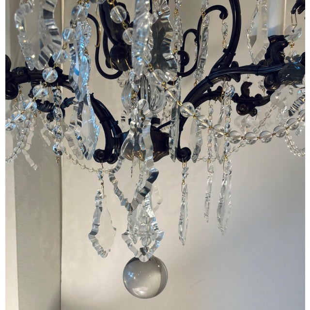 Myran Allan Luxury Lighting Italian Sand-Cast Bronze and Czech Crystal Chandelier For Sale In Atlanta - Image 6 of 6