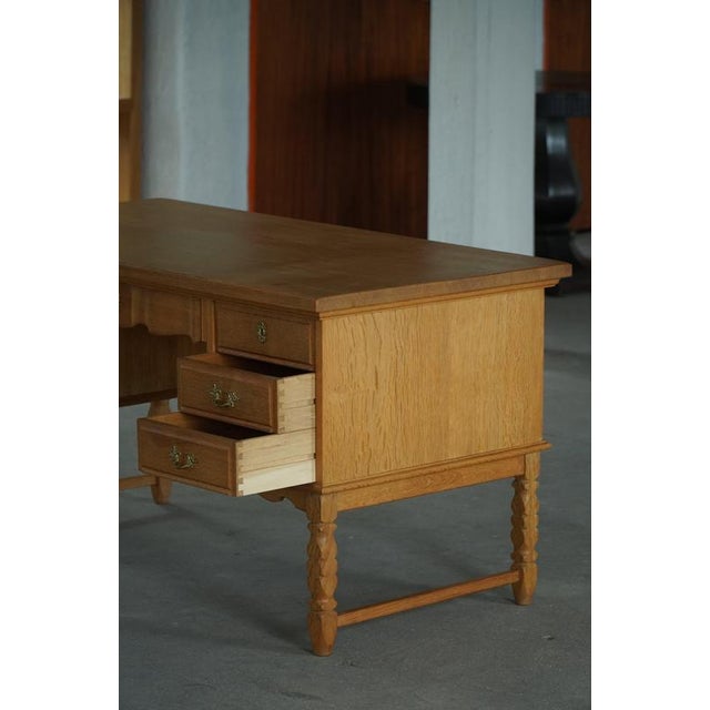 Mid-Century Modern Danish Freestanding Oak Writing Desk by Henning Kjærnulf, 1960 For Sale - Image 14 of 18