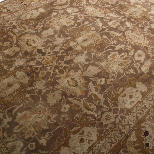 Traditional Vintage Mid-Century Sultanabad Beige-Brown Wool Persian Rug For Sale - Image 3 of 7