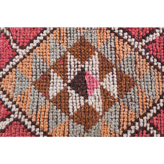 Textile Vintage Turkish Oushak Handmade Wool Cotton Pink Runner Rug For Sale - Image 7 of 10