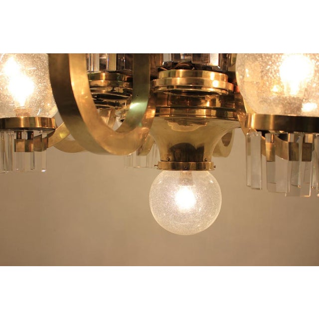 Metal Big Art Deco Chandelier in Brass, 1930s For Sale - Image 7 of 14