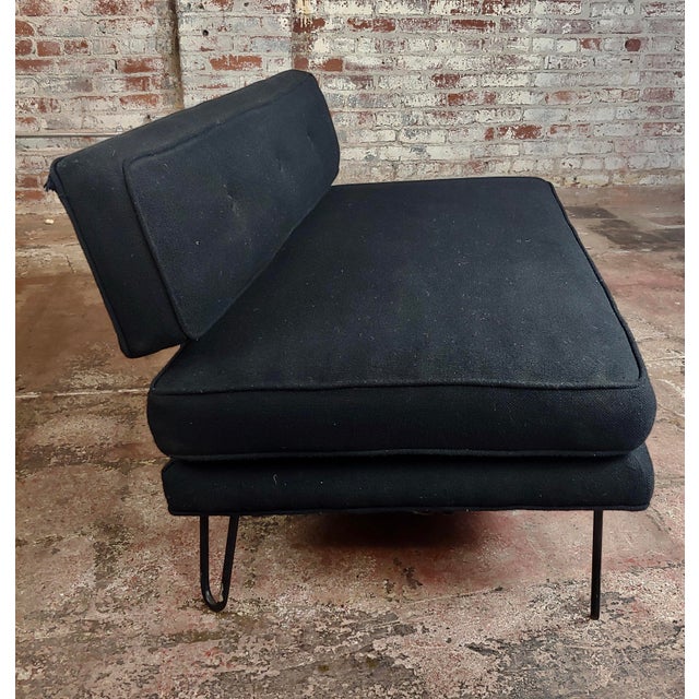 MidCentury Modern Minimalist Black Upholstered Loveseat Settee Chairish