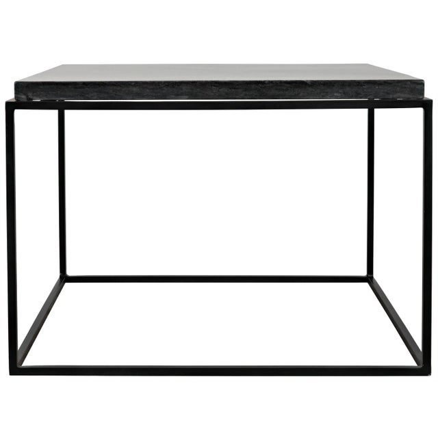 Metal NOIR Lomax Coffee Table in Black Metal Finish with Black Stone For Sale - Image 7 of 7