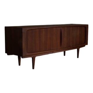 Rare 1960s Bernhard Pedersen & Son Teak Credenza With Tambour Doors For Sale
