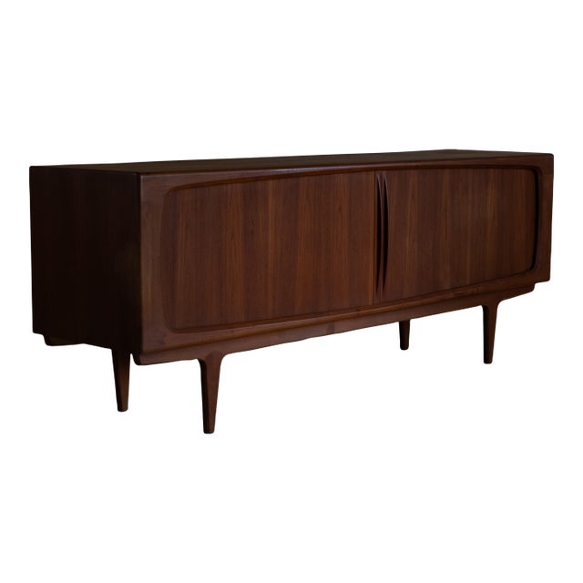 Rare 1960s Bernhard Pedersen & Son Teak Credenza With Tambour Doors For Sale