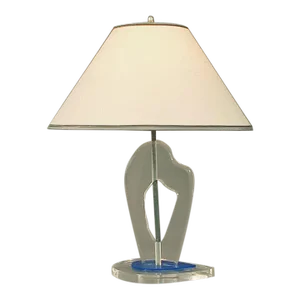 Mid-Century Modern Lucite Clear & Blue Table Lamp, Biomorphic Design