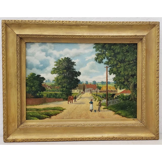 Early 20th Century "Country Road Landscape W/ Figures" Oil Painting by H. Mallett For Sale - Image 9 of 9