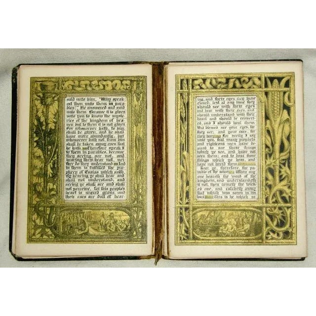 Black 1846/1847 Book With Illuminated Pages and Papier-Mache Sculpted Binding For Sale - Image 8 of 8