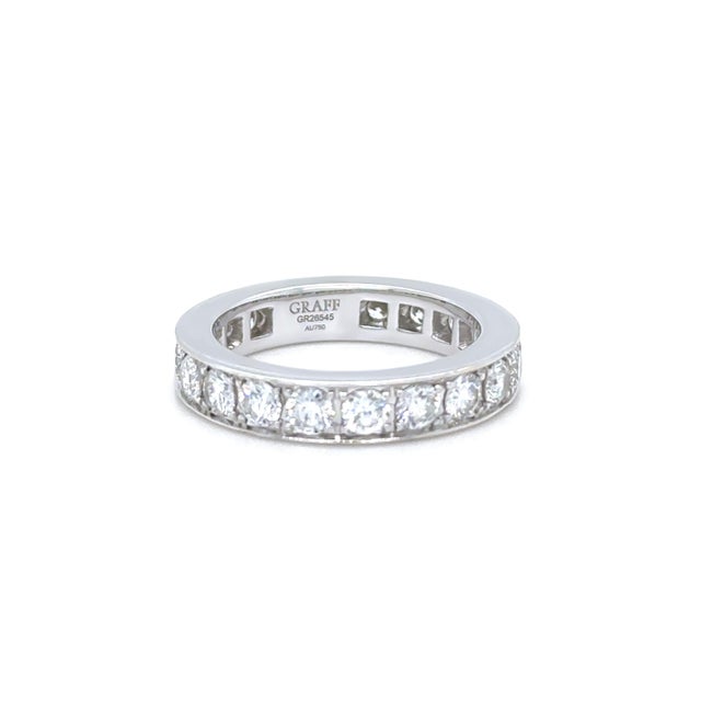Graff 18ct White Gold Diamond Eternity Ring 1.80ct 5.53g, Size 5.5 For Sale - Image 4 of 14