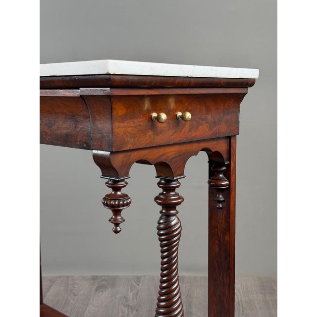 19th Century Napoleon III Mahogany and White Marble Console Table For Sale - Image 9 of 13