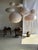 Japanese-Style Round Pink Rattan and Natural Linen Pendant Light For Sale - Image 6 of 18