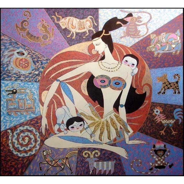 Modern 1990s "Nu-Wa Made Human Being" Lin Chong Hand-Signed Poster, Framed For Sale - Image 3 of 3