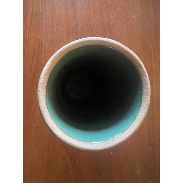 1920s Art Nouveau Red Wing Pottery Stoneware Crane Brushware Vase For Sale - Image 5 of 6