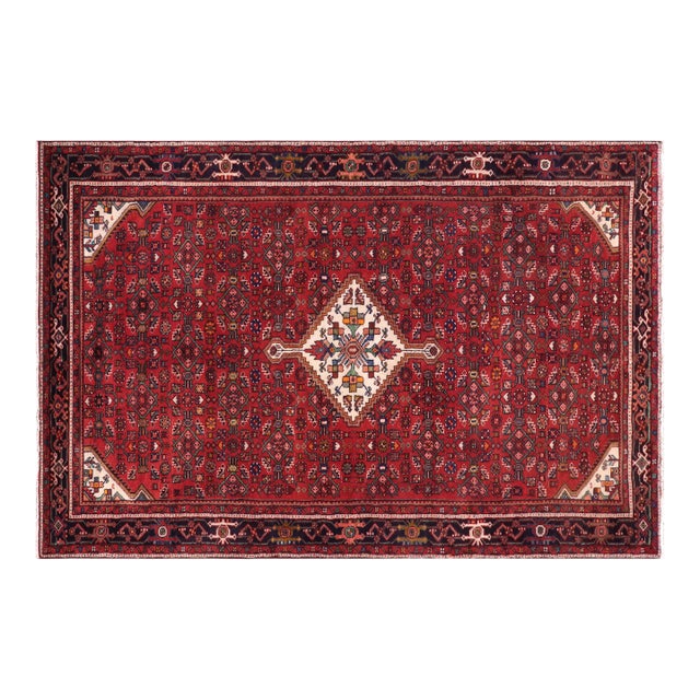 Antique Red Medallion Runner Rug Hand-Knotted Wool Rug – 5.10 X 10.3 For Sale