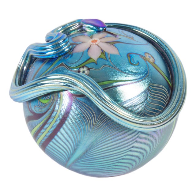 1979 Iridescent Art Glass Snake Paperweight by Orient & Flume For Sale