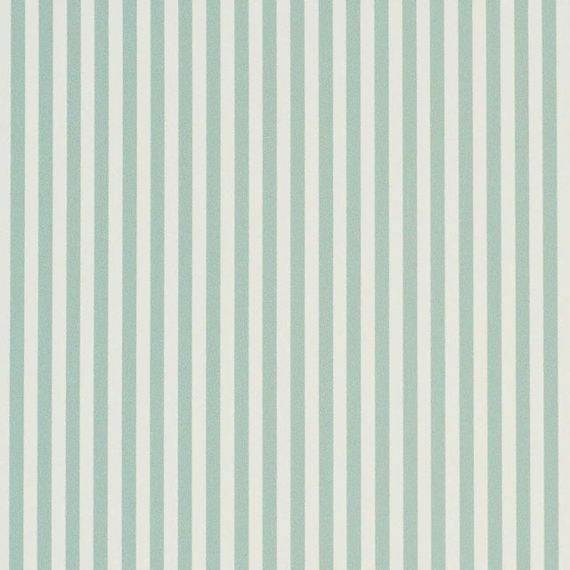 SAMPLE - Schumacher Emma Stripe Narrow Wallpaper In Teal For Sale
