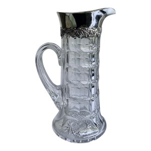 Circa 1900 Pairpont Cut Glass & Sterling Silver "Savoy" Pitcher
