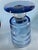 Cornflower Blue 1930's American Engraved Cut Glass Cornflower Blue Pedestal Floral Vase For Sale - Image 8 of 11