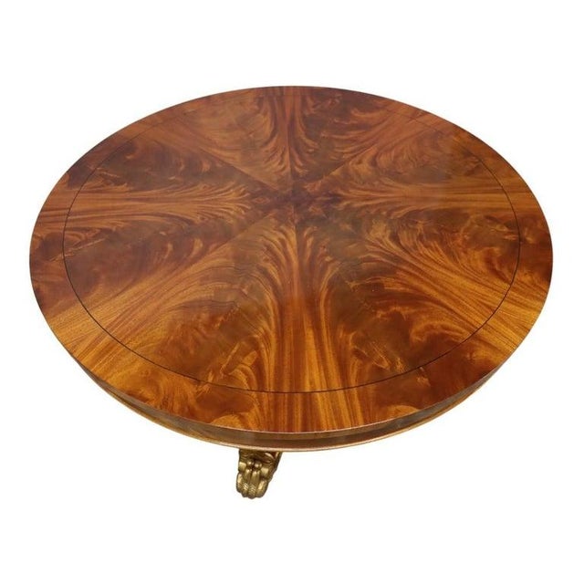 African South African Custom Made Pierre Cronje Flame Mahogany & Gilt Wood Round Table For Sale - Image 3 of 8
