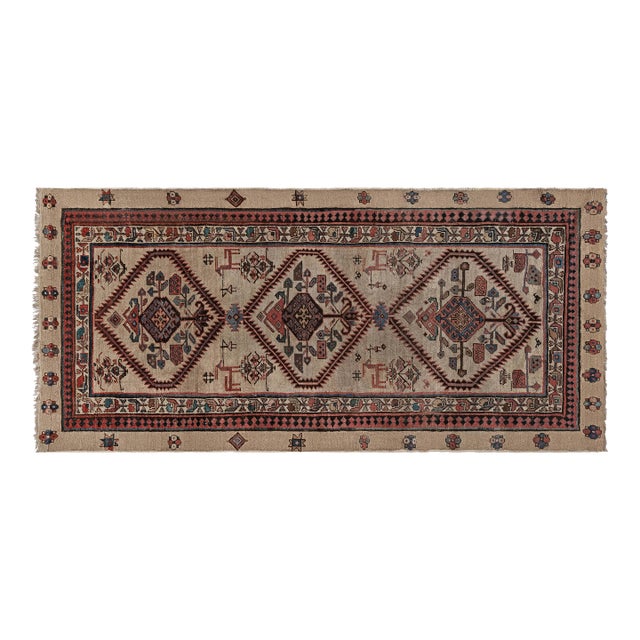 Authentic Persian Handmade Wool Runner For Sale