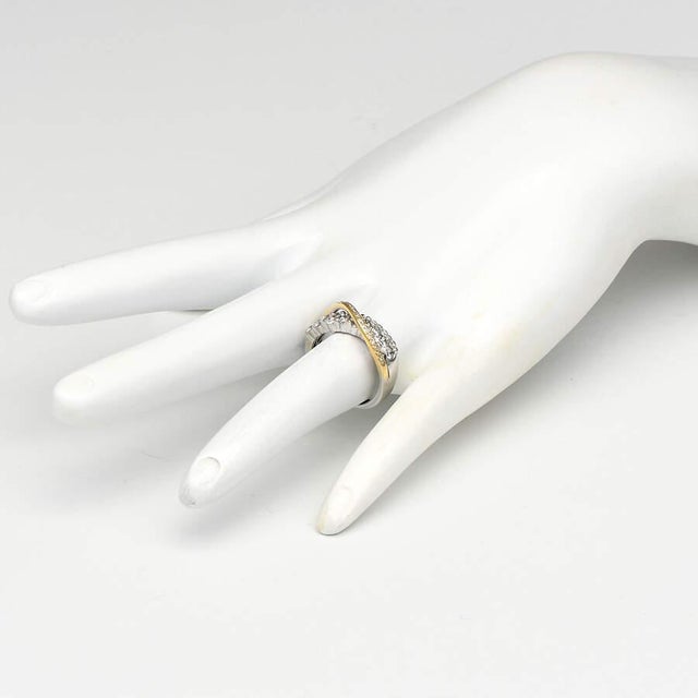 2010s 14KWY Diamond(1.11) Triple Row Statement Ring, size 5 For Sale - Image 5 of 5