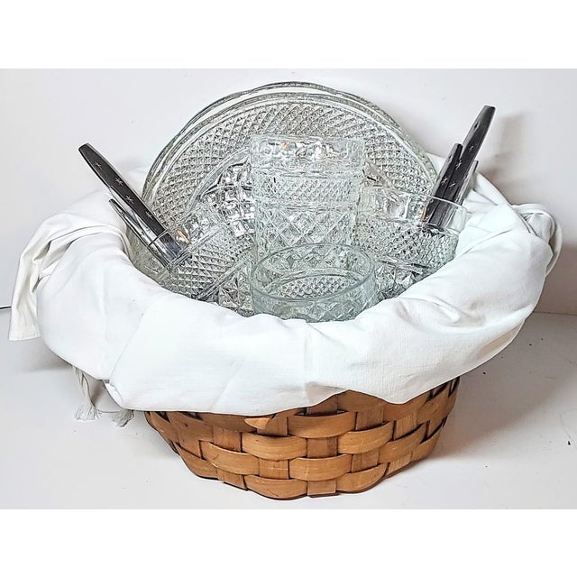 Late 20th Century Crystal Starlite Gift Picnic Basket- Set of 14 For Sale - Image 5 of 7