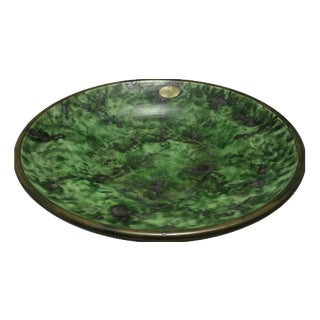 Vintage Swedish Art Deco Green Glazed Ceramic Bowl, 1930s For Sale