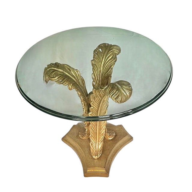 Italian Mid 20th Century Italian Giltwood Side Table With Glass Top For Sale - Image 3 of 10