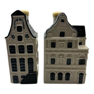 Vintage Blue Delft KLM & Bols Amsterdam House Decanters – Set of 2 For Sale