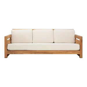 Guadeloupe Outdoor Brazilian Teak 3-Seat Sofa - Natural/White