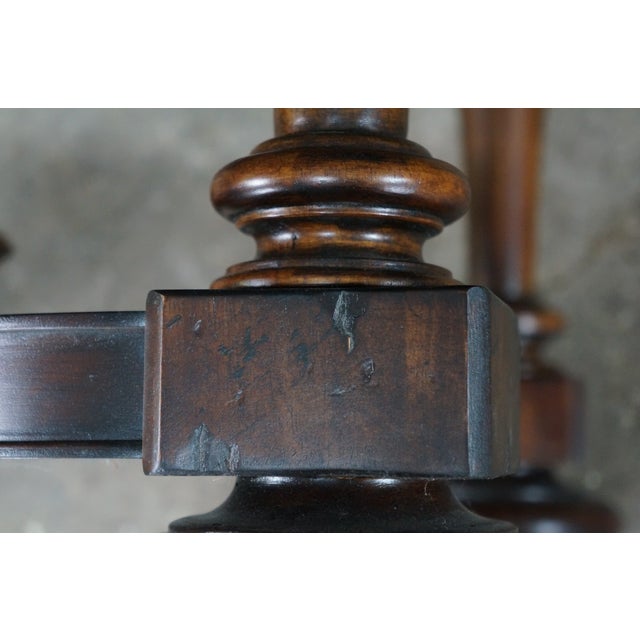 Bernhardt Old Word Tuscan Etched Metal & Wood Marquis Square Side End Table 31" For Sale - Image 15 of 18