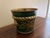 French Country French Neoclassical Tole Green & Gold Cachepot Planter Vase With Lion Heads For Sale - Image 3 of 8