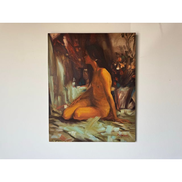 197's Vintage Impressionist Nude Woman Oil on Canvas Painting by Bohorquez For Sale - Image 9 of 10