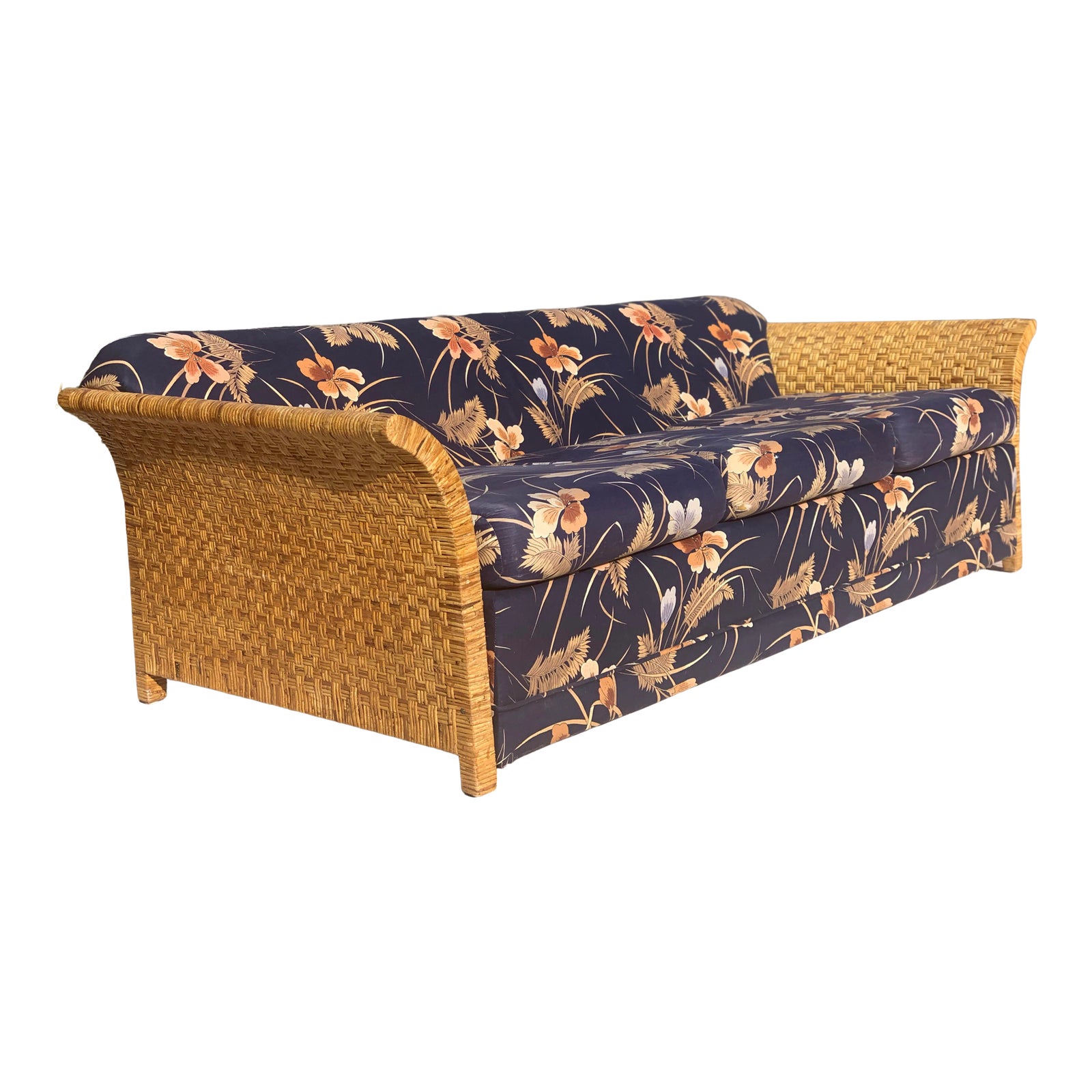 Vintage Coastal Wicker Rattan Sleeper Sofa Chairish