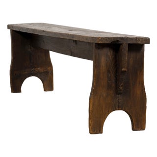 Late 19th Century French Provincial Rustic Pine Farmhouse Bench For Sale