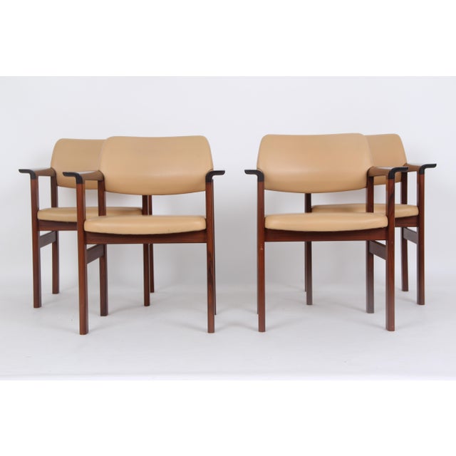 Danish Armchairs with Light Leather Upholstery from Sibast Furniture, 1960s, Set of 4 For Sale - Image 15 of 15