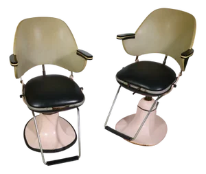 Mid-Century Pastel-Colored Barber Chairs, 1960s, Set of 2