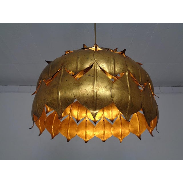 Large Golden Lotus Ceiling Lamp from Hans Kögl, Germany, 1960s For Sale - Image 4 of 18