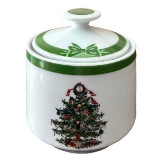 Vintage George Briard Yule Tide Creamer and Sugar Bowl Set Mid Century Christmas Serveware For Sale