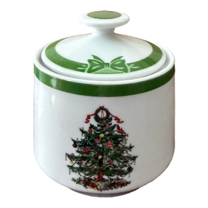 Vintage George Briard Yule Tide Creamer and Sugar Bowl Set Mid Century Christmas Serveware