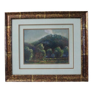 1970s "Camel Mountain, Stockbridge, Massachusetts" Oil Pastel Drawing by John Elliot, Opa, For Sale