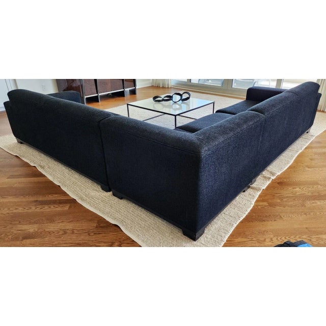Thayer Coggin Sectional Sofa in Black Linen For Sale In Miami - Image 6 of 12
