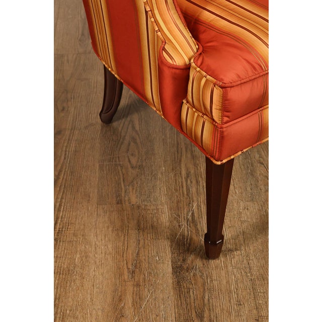 Custom Quality Pair Of Mahogany Fanback Wing Chairs For Sale - Image 11 of 18