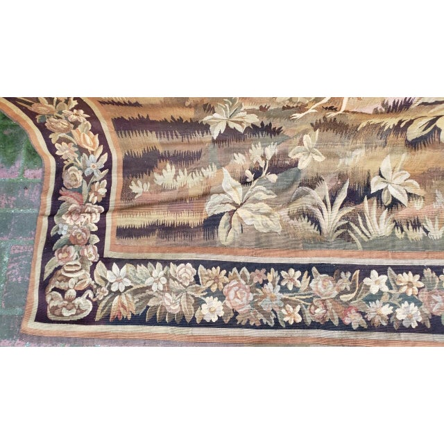 Important Antique Continental Tapestry Panel – Cranes, Birds & Landscape For Sale - Image 9 of 12