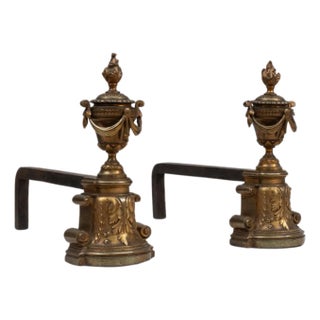 19th Century French Cast Iron Fire Dogs - A Pair For Sale