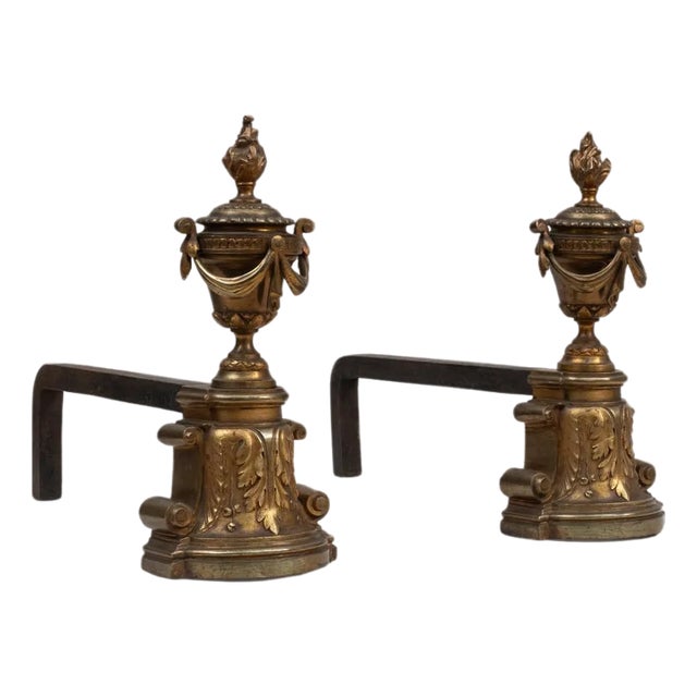 19th Century French Cast Iron Fire Dogs - A Pair For Sale